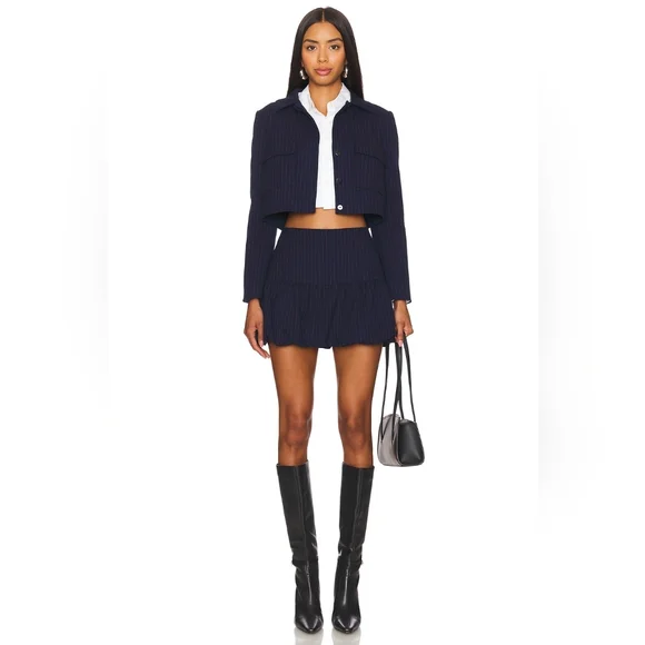 Amanda Uprichard Navy Cropped Jacket | NWT | Size Medium – Msrp $260 - Picture 6 of 16